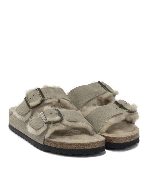 Birkenstock Gray "Arizona Shearling" Sandals