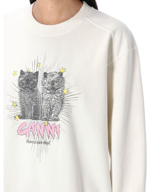 Ganni Gray Cats Sweatshirt