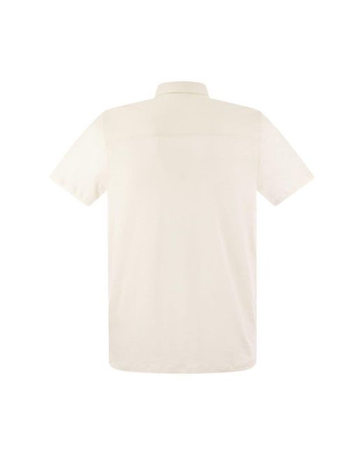 Majestic Filatures White Linen Short-sleeved Polo Shirt for men