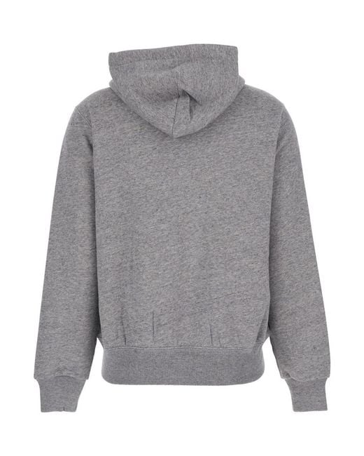 Polo Ralph Lauren Gray Sweatshirt With Drawstring Hood And Pony Embroidery On The Front