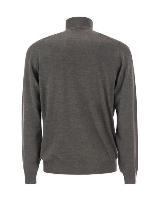 Fedeli Gray Turtleneck Sweater In Virgin Wool for men