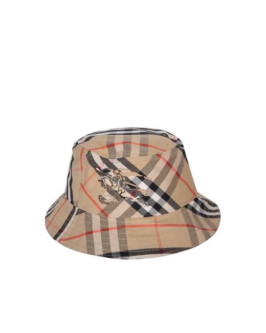 Burberry Natural Sand Check Bucket Hat for men