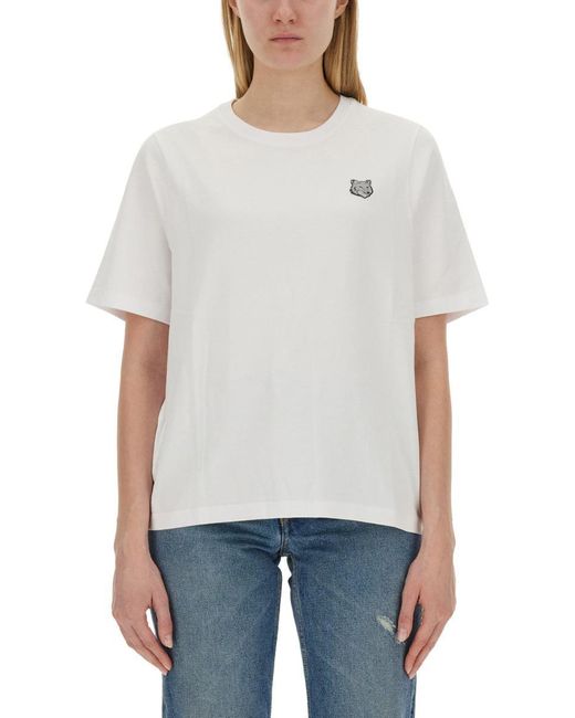 Maison Kitsuné White T-Shirt With Fox Patch