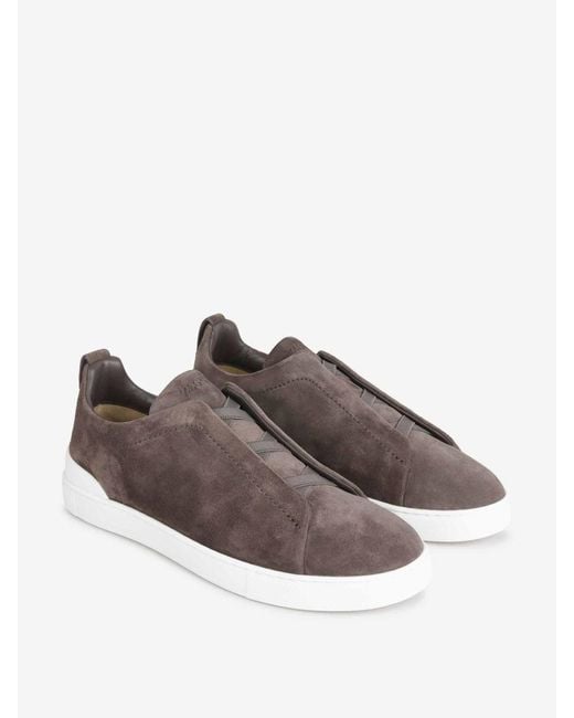 Zegna Brown Triple Stitch Shoes for men