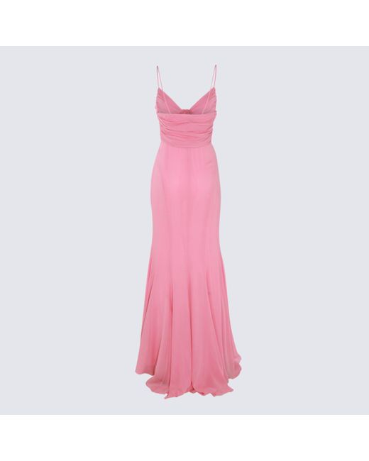 Blumarine Pink Silk Maxi Dress