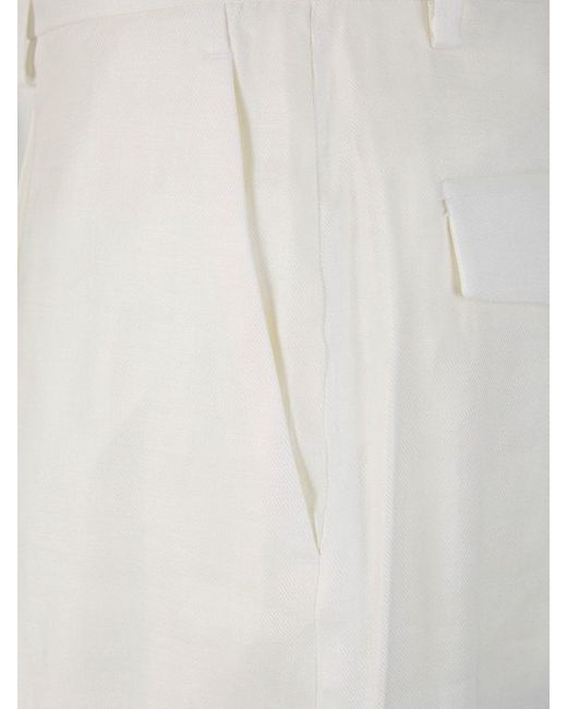 Lardini White Linen Formal Bermuda Shorts for men