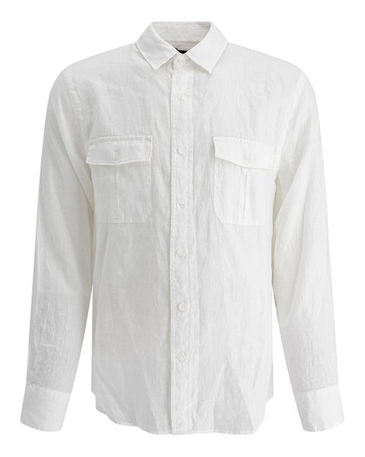 Vince White Linen "Utility" Shirt for men