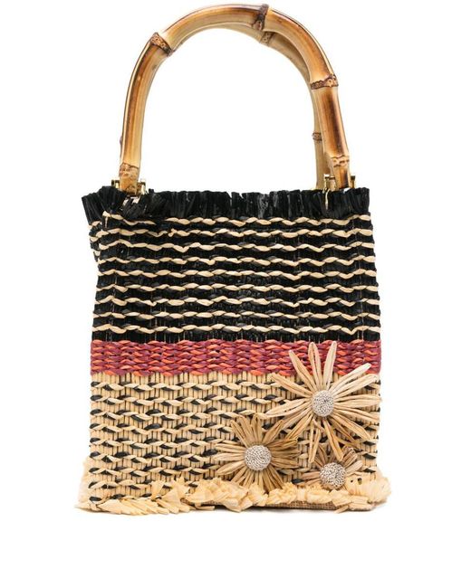 La Milanesa Black Marghe Straw Handbag