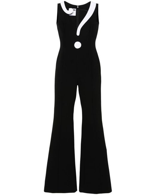 Moschino Black Long Jumpsuit With Contrasting Question Mark Print