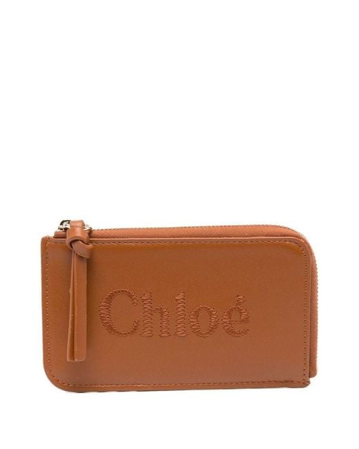 Chloé Brown Sense Leather Zipped Card Holder