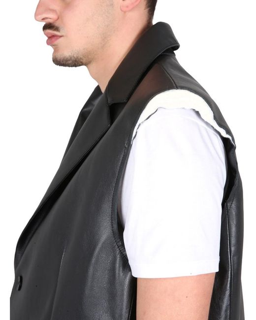 MM6 by Maison Martin Margiela Gray Leather Vest for men