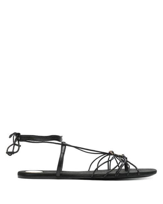 Saint Laurent Women's White Ankle Strap Babylone Flat Sandals Shoes