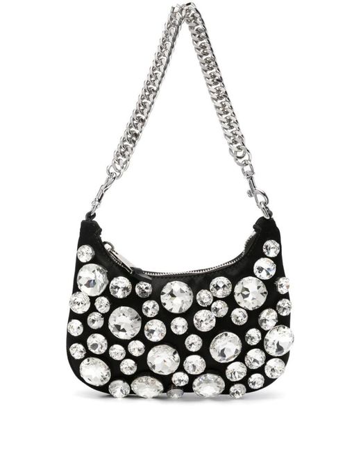 Moschino White Shoulder Bag With Crystal Decoration