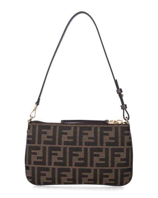 Fendi Black Flat Baguette Zucca Jacquard