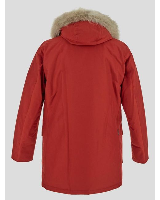 Woolrich Red Artic Detachable Fur Parka Jacket for men