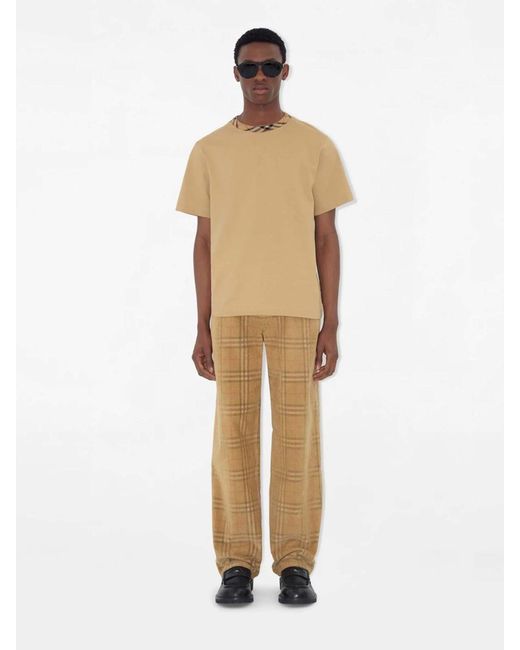 Burberry Natural Checked Corduroy Trousers for men
