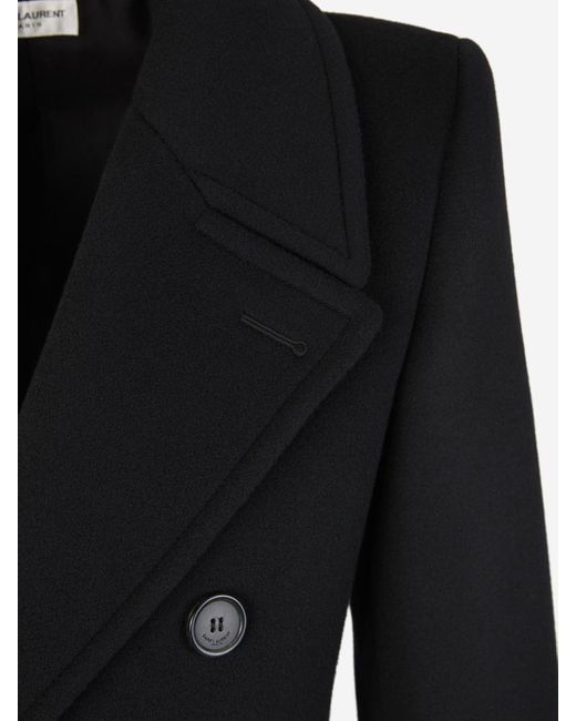 Saint Laurent Black Wrap Wool Coat for men