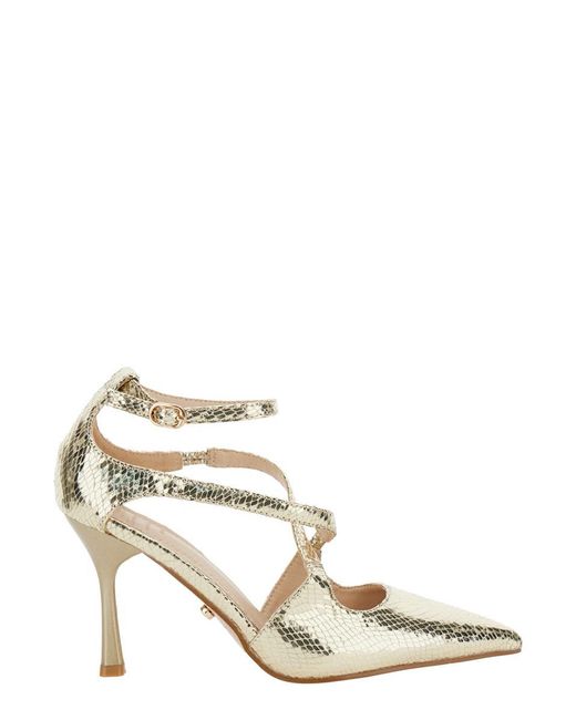 Twentyfourhaitch Metallic Patent Leather Stiletto Mules