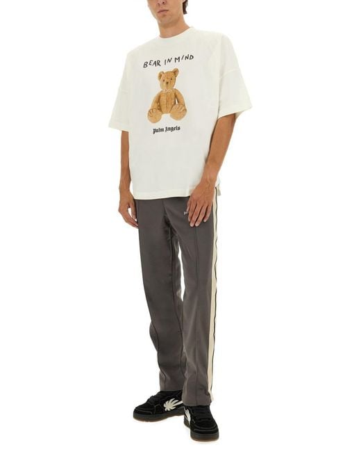 Palm Angels Gray Jogger Pants With Logo for men