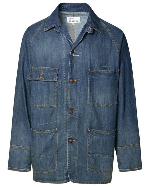 Maison Margiela Blue Cotton Jacket for men