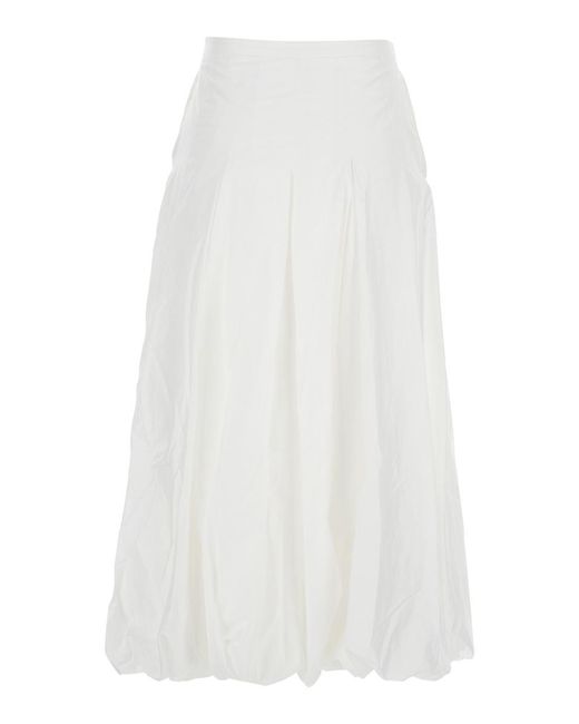 EPINGLER White Skirt With Balloon Design And Pleated Details In Viscose Woman