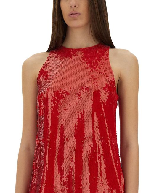 MSGM Red Sequined Dress