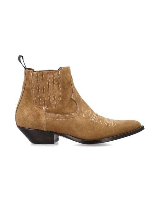 Sonora Boots Brown Idalgo Flower Ankle Boots