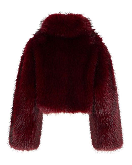 ROTATE BIRGER CHRISTENSEN Red 'salia' Burgundy Polyester Faux Fur Coat