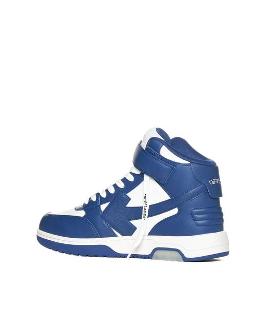 Off-White c/o Virgil Abloh Blue Out Of Office Arrow-embroidered Leather Mid-top Trainers for men