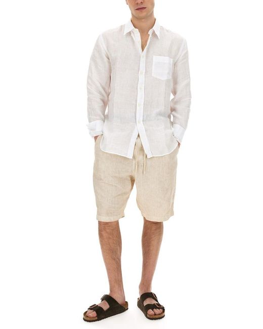 120% Lino White Regular Fit Shirt for men