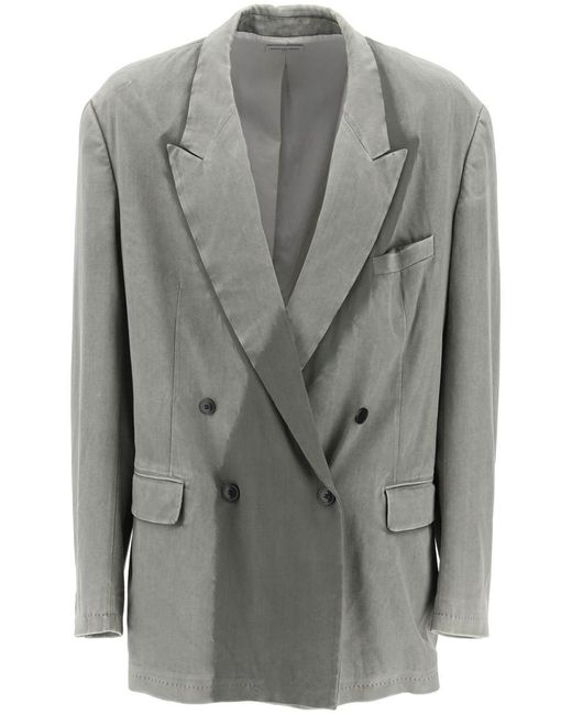 Dries Van Noten Gray Faded Double-Breasted Bl for men