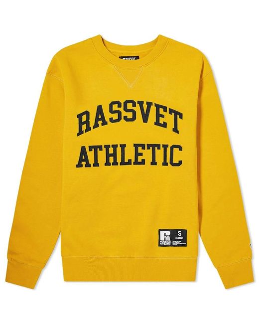 Gosha Rubchinskiy Yellow Paccbet Rassvet X Russell Athletic Logo Sweatshirt for men