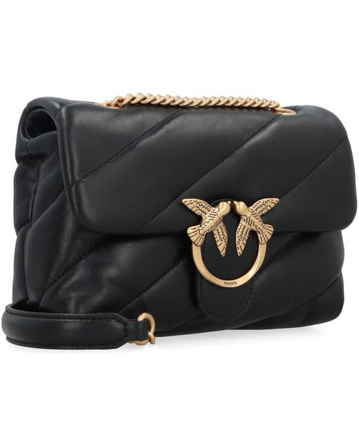 Pinko Black Love Mini Puff Leather Crossbody Bag