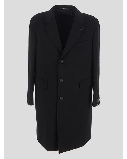 Tagliatore Black Single-breasted Coat for men
