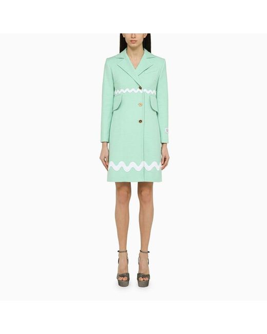 Patou Single Breasted Mint Green Cotton Coat