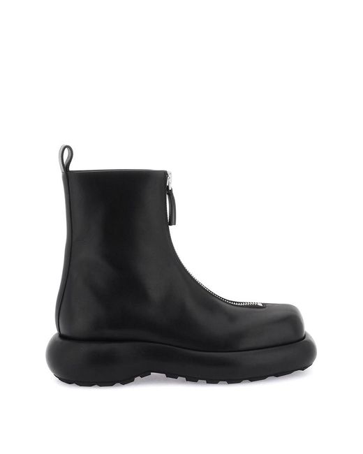 Jil Sander Black Zippered Leather Ankle Boots