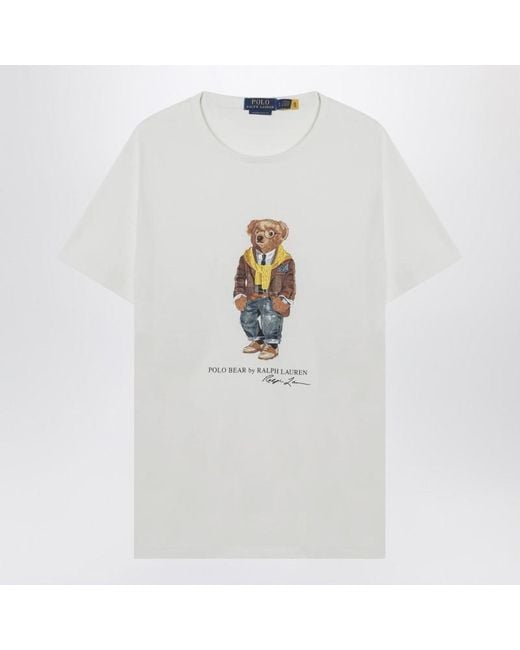 Polo Ralph Lauren White Polo Bear T-Shirt Custom Slim-Fit for men