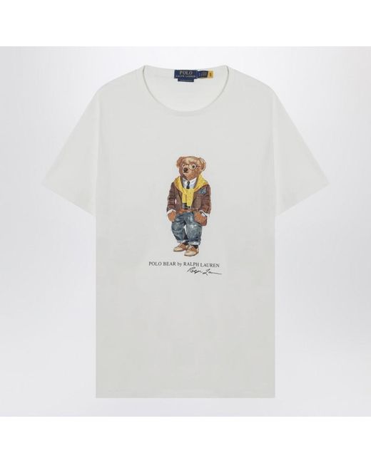Polo Ralph Lauren White Polo Bear T-Shirt Custom Slim-Fit for men
