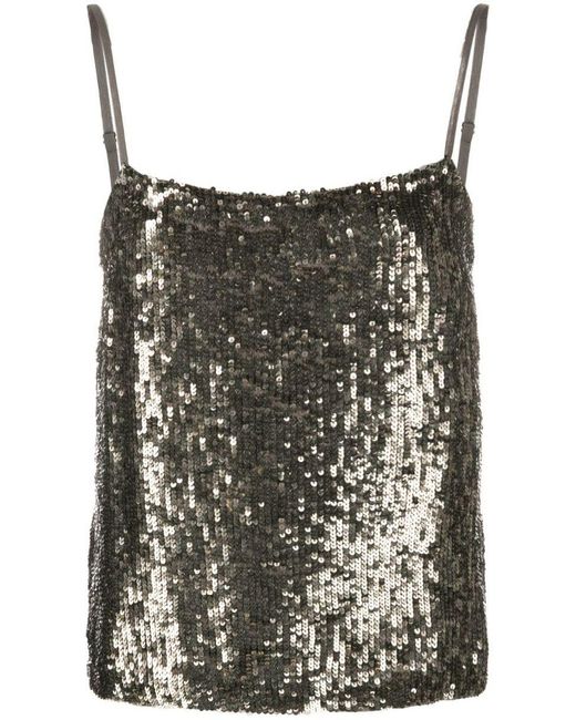 P.A.R.O.S.H. Black Sequin-embellished Sleeveless Top