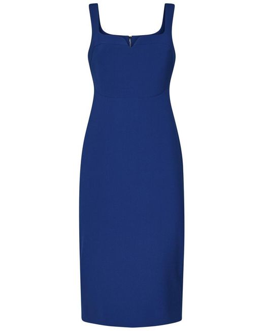 Victoria Beckham Blue Sleeveless Fitted T-Shirt Dress Midi Dress