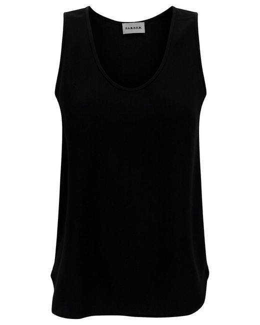 P.A.R.O.S.H. Black Tank Top With Plunging U Neckline
