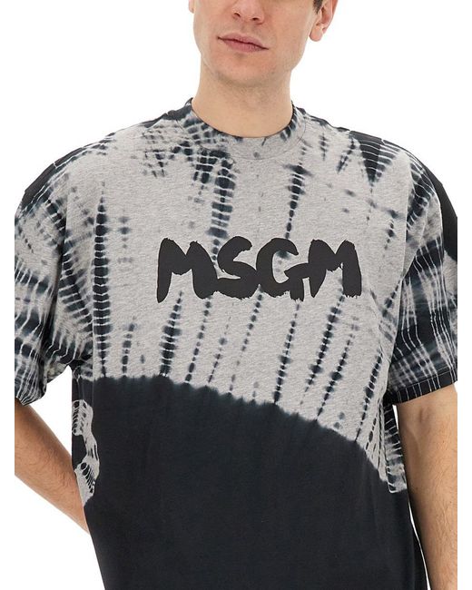 MSGM Black T-Shirt With New Brushed Logo for men