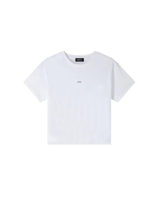 A.P.C. White T-Shirt Boxy Micro Logo Gots