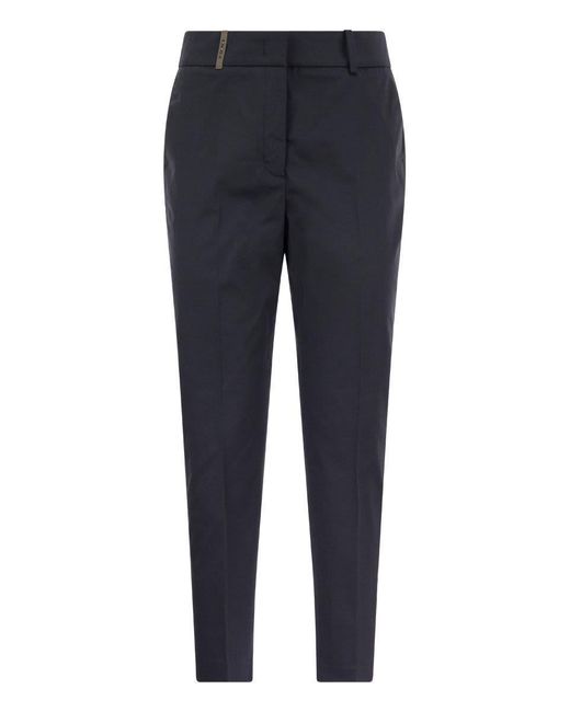 Peserico Blue Stretch Cotton Trousers