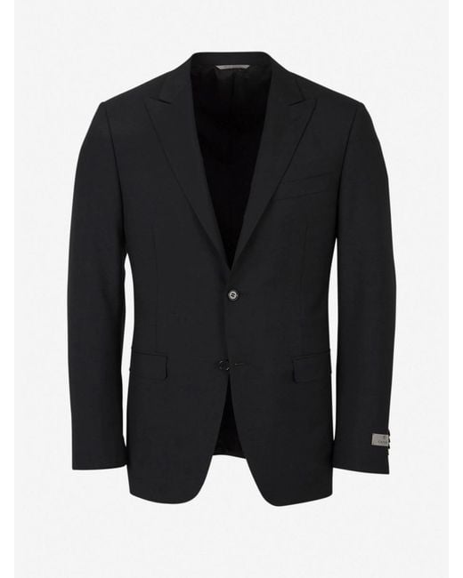 Canali Black Wool Travel Suit for men