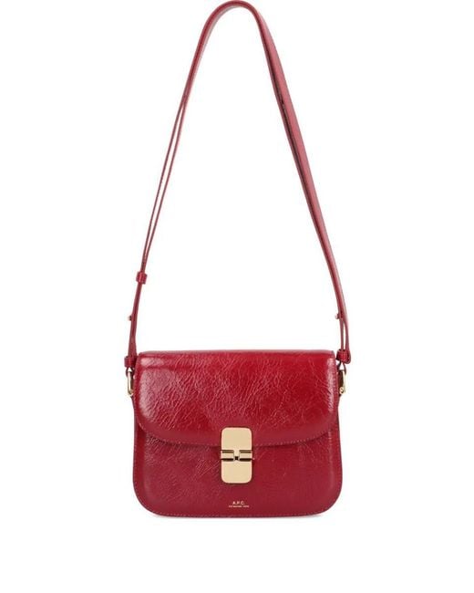 A.P.C. Red Grace Small In Crinkled Leather Bags