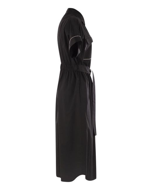 ワンピース PESERICO Light stretch cotton satin chemisier dress Light stretch cotton satin dress | Peserico US
