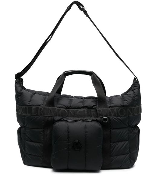 Moncler Synthetic Logo-plaque Padded Duffle Bag in Black | Lyst