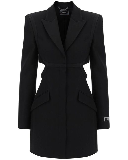 Versace Black Blazer Dress With Cut Outs
