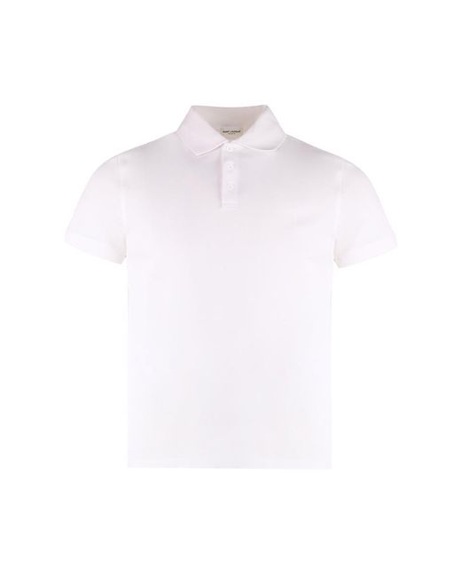 Saint Laurent White Cotton-Piqué Polo Shirt for men